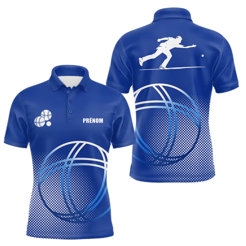 Polo Pétanque Sportif Bleu Royal - Prénom & Équipe - Polo Homme