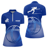 Polo Pétanque Sportif Bleu Royal - Prénom & Équipe - Polo Zippé Femme