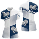 Polo Pétanque Sportif Chic - Bleu Marine Prénom & Équipe - Polo Zippé Femme