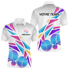 Polo Pétanque Sportif Personnalisé - Blanc & Violet Flash - Polo Homme