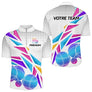 Polo Pétanque Sportif Personnalisé - Blanc & Violet Flash - Polo Zippé Homme