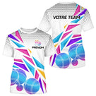 Polo Pétanque Sportif Personnalisé - Blanc & Violet Flash - T-Shirt Homme