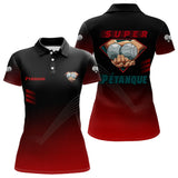 Polo Pétanque Super Joueur - Personnalisé Noir & Rouge - Polo Femme