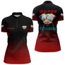 Polo Pétanque Super Joueur - Personnalisé Noir & Rouge - Polo Zippé Femme