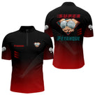 Polo Pétanque Super Joueur - Personnalisé Noir & Rouge - Polo Zippé Homme