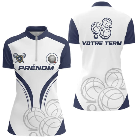 Polo Pétanque Sur Mesure - Boules Équipe Personnalisé - Polo Zippé Femme