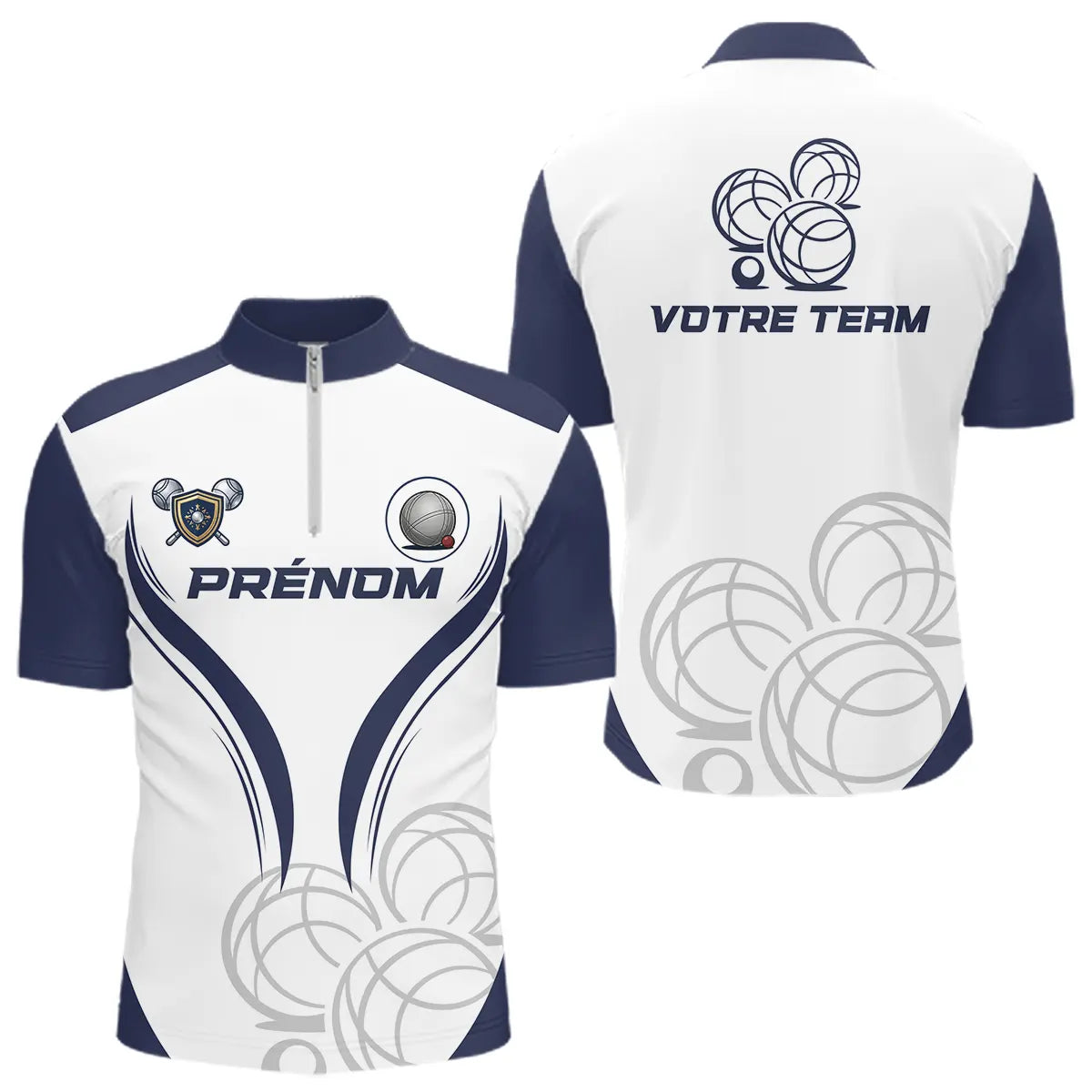 Polo Pétanque Sur Mesure - Boules Équipe Personnalisé - Polo Zippé Homme