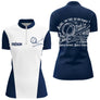 Polo Pétanque "Tire ou Pointe" Bleu & Blanc - Cadeau Bounlistes - Polo Zippé Femme