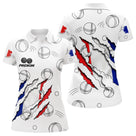Polo Pétanque Tricolore Boules - Design Effet Griffé - Polo Femme