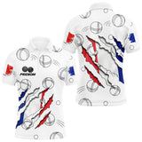 Polo Pétanque Tricolore Boules - Design Effet Griffé - Polo Homme