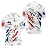 Polo Pétanque Tricolore Boules - Design Effet Griffé - Polo Zippé Homme