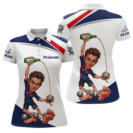 Polo Pétanque Tricolore Homme Personnalisé - Bleu Blanc Rouge - Polo Femme