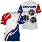 Polo Pétanque Tricolore Personnalisé - Design Boules Équipe - T-Shirt Homme