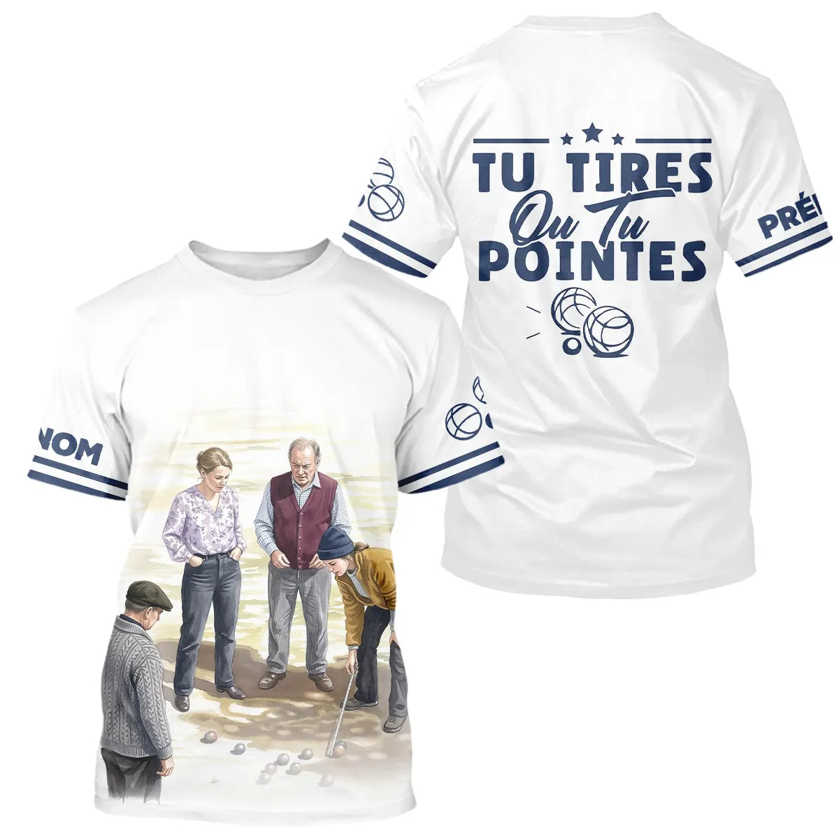 Polo Pétanque Tu Tires Blanc  - Le Cadeau Idéal - T-Shirt Homme