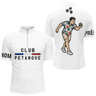 Polo Pétanque Vacances Boules - Hawaïen Blanc Personnalisé - Polo Zippé Homme