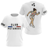 Polo Pétanque Vacances Boules - Hawaïen Blanc Personnalisé - T-Shirt Femme