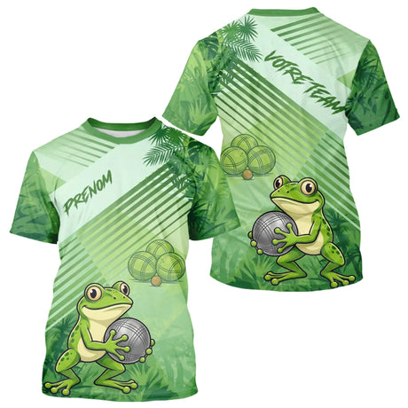 Polo Pétanque Vert Grenouille - Cadeau Bouliste Votre Équipe - T-Shirt Homme