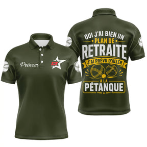 Polo Pétanque Vert Olive - L’Heure Retraite Personnalisé - Polo Homme
