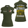 Polo Pétanque Vert Olive - L’Heure Retraite Personnalisé - Polo Zippé Femme