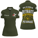 Polo Pétanque Vert Olive - L’Heure Retraite Personnalisé - Polo Zippé Femme