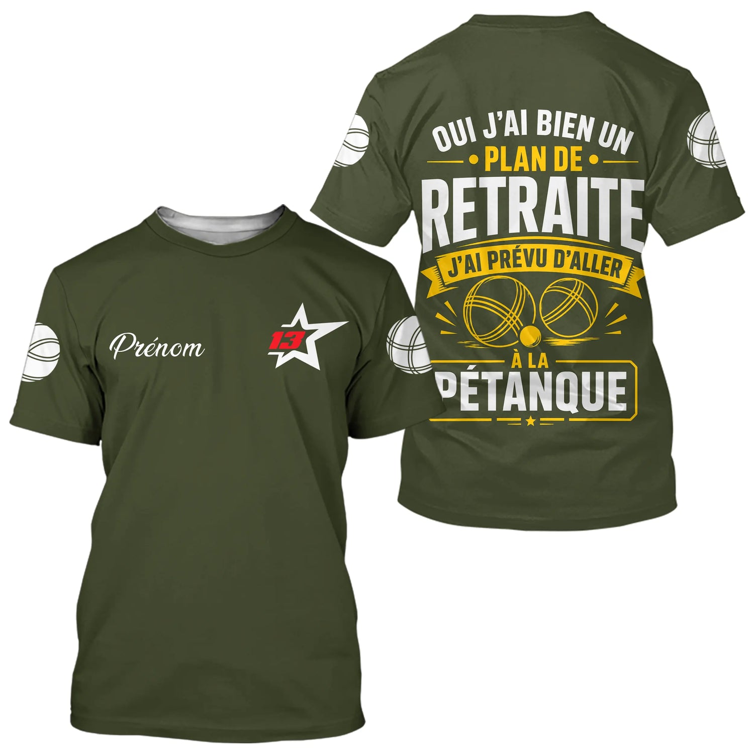 Polo Pétanque Vert Olive - L’Heure Retraite Personnalisé - T-Shirt Homme