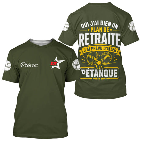 Polo Pétanque Vert Olive - L’Heure Retraite Personnalisé - T-Shirt Homme