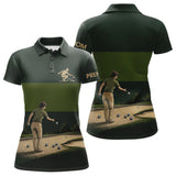 Polo Pétanque Vert Olive Personnalisé Joueur - Homme Femme - Polo Femme