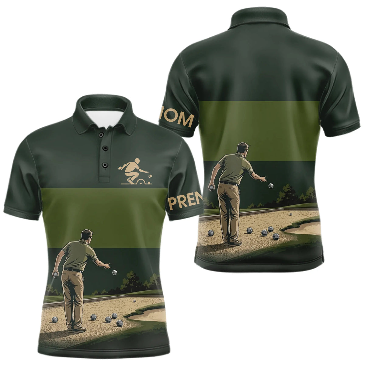 Polo Pétanque Vert Olive Personnalisé Joueur - Homme Femme - Polo Homme