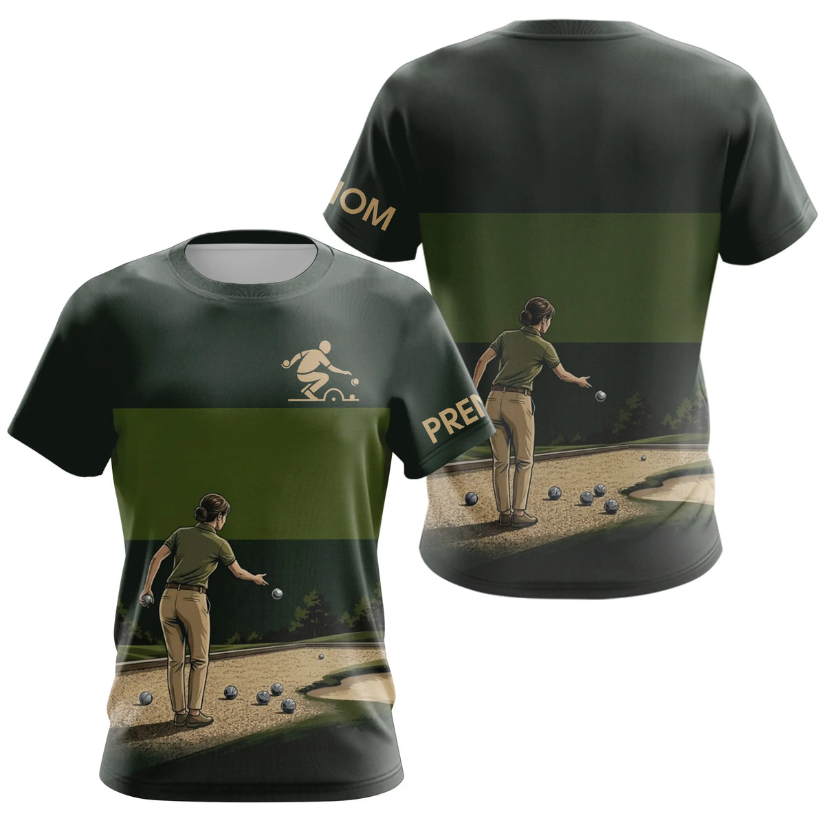 Polo Pétanque Vert Olive Personnalisé Joueur - Homme Femme - T-Shirt Femme