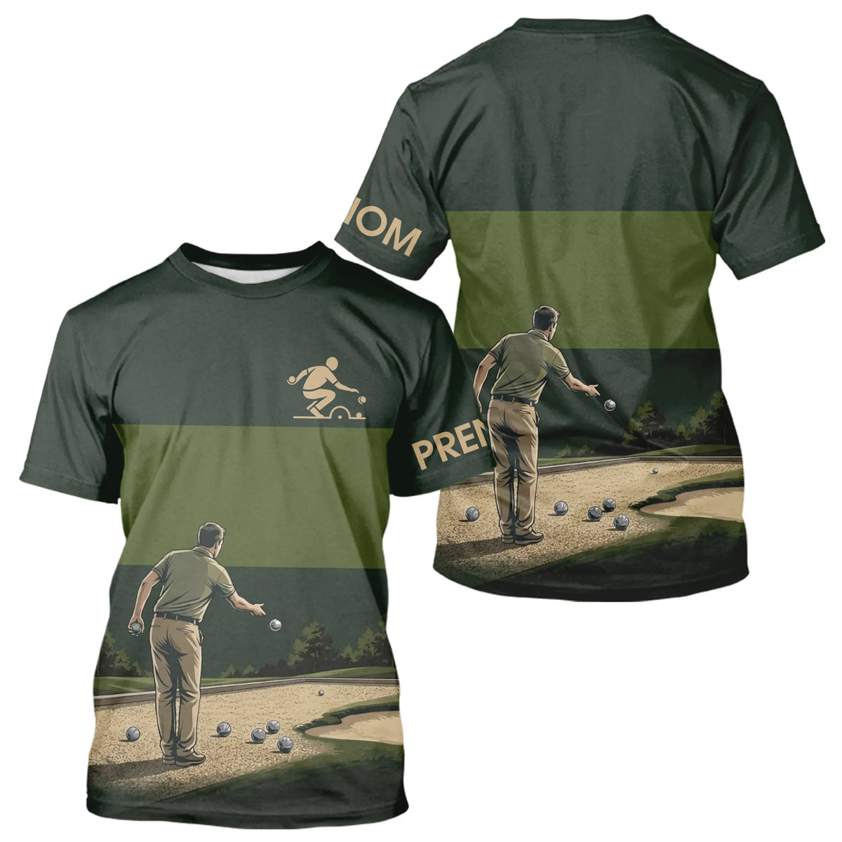 Polo Pétanque Vert Olive Personnalisé Joueur - Homme Femme - T-Shirt Homme