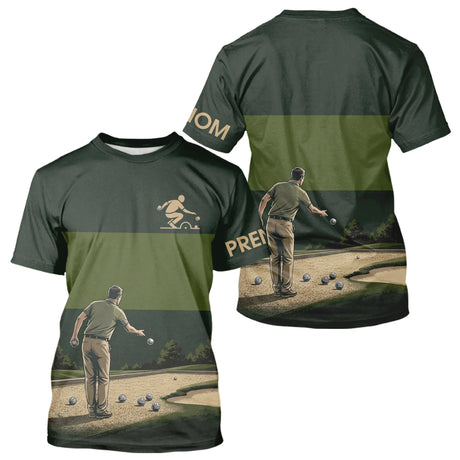 Polo Pétanque Vert Olive Personnalisé Joueur - Homme Femme - T-Shirt Homme