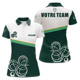 Polo Pétanque Vert Sapin Blanc – Boules Personnalisé - Polo Femme