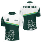 Polo Pétanque Vert Sapin Blanc – Boules Personnalisé - Polo Zippé Homme