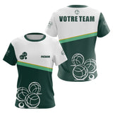 Polo Pétanque Vert Sapin Blanc – Boules Personnalisé - T-Shirt Femme