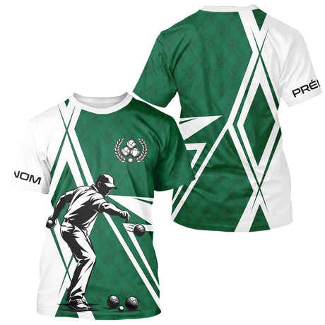 Polo Pétanque Vert et Blanc Personnalisé - Homme Femme Joueur - T-Shirt Homme