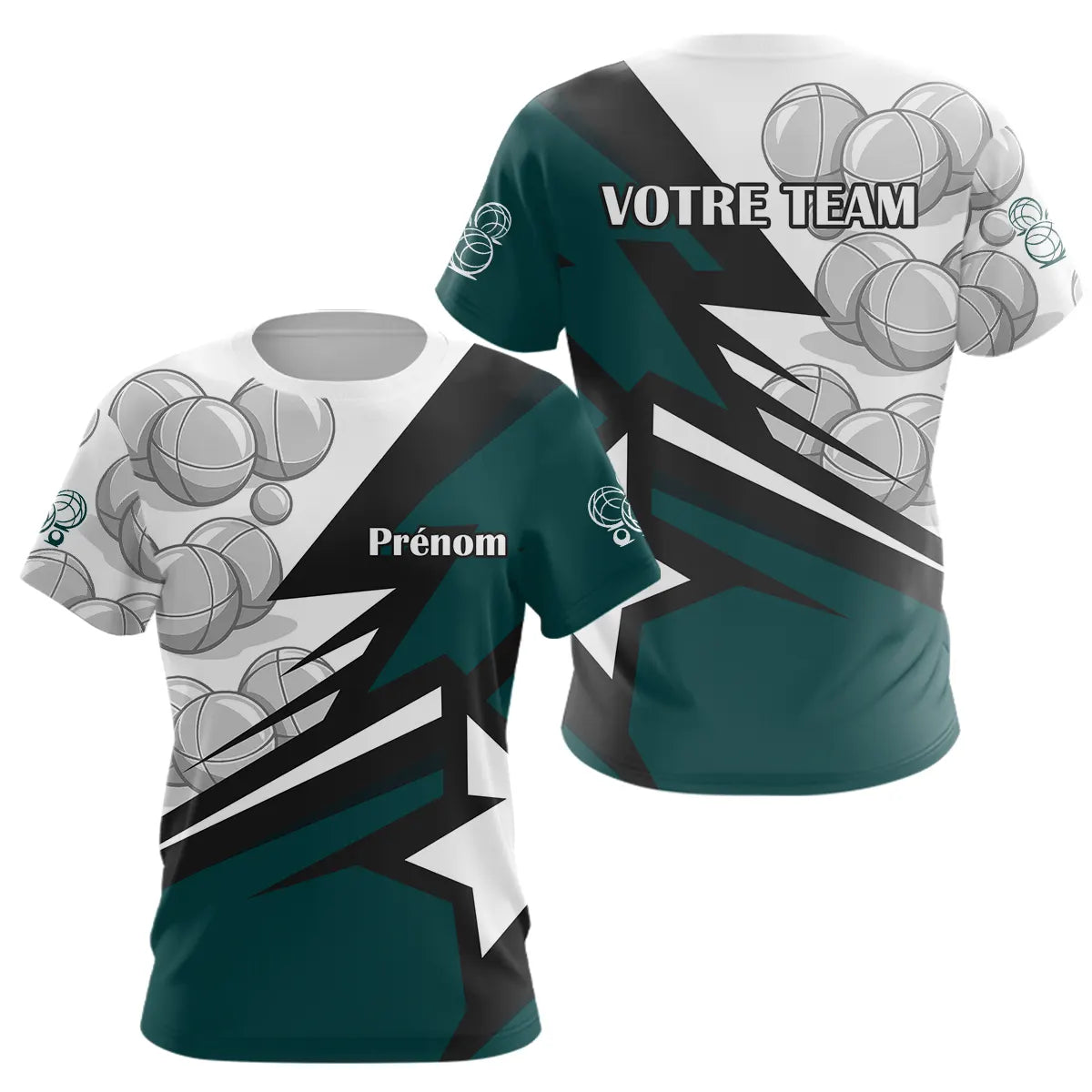 Polo Pétanque Vert Émeraude - Motif Boules Équipe - T-Shirt Femme