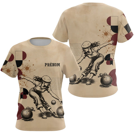 Polo Pétanque Vintage Beige - Homme Femme Personnalisé - T-Shirt Femme