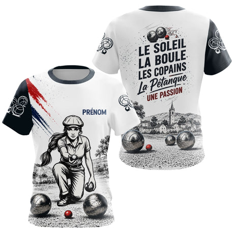 Polo Pétanque White Personnalisé - Vintage Passion Bouliste - T-Shirt Femme