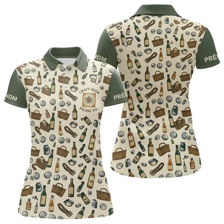 Polo Pétanque et Apéro Personnalisé - Olive et Beige - Polo Femme