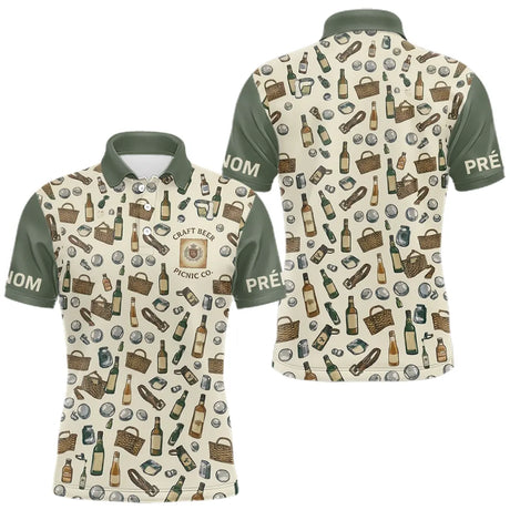 Polo Pétanque et Apéro Personnalisé - Olive et Beige - Polo Homme