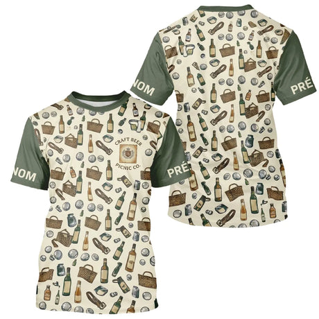 Polo Pétanque et Apéro Personnalisé - Olive et Beige - T-Shirt Homme