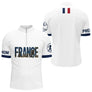 Polo Pétanque Élégant France - Blanc Bleu Personnalisé - Polo Zippé Homme