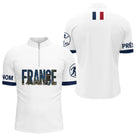 Polo Pétanque Élégant France - Blanc Bleu Personnalisé - Polo Zippé Homme