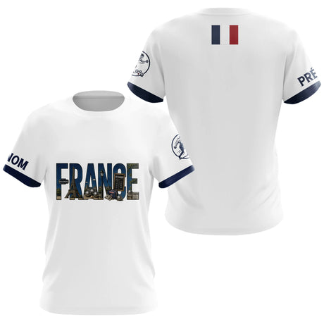Polo Pétanque Élégant France - Blanc Bleu Personnalisé - T-Shirt Femme