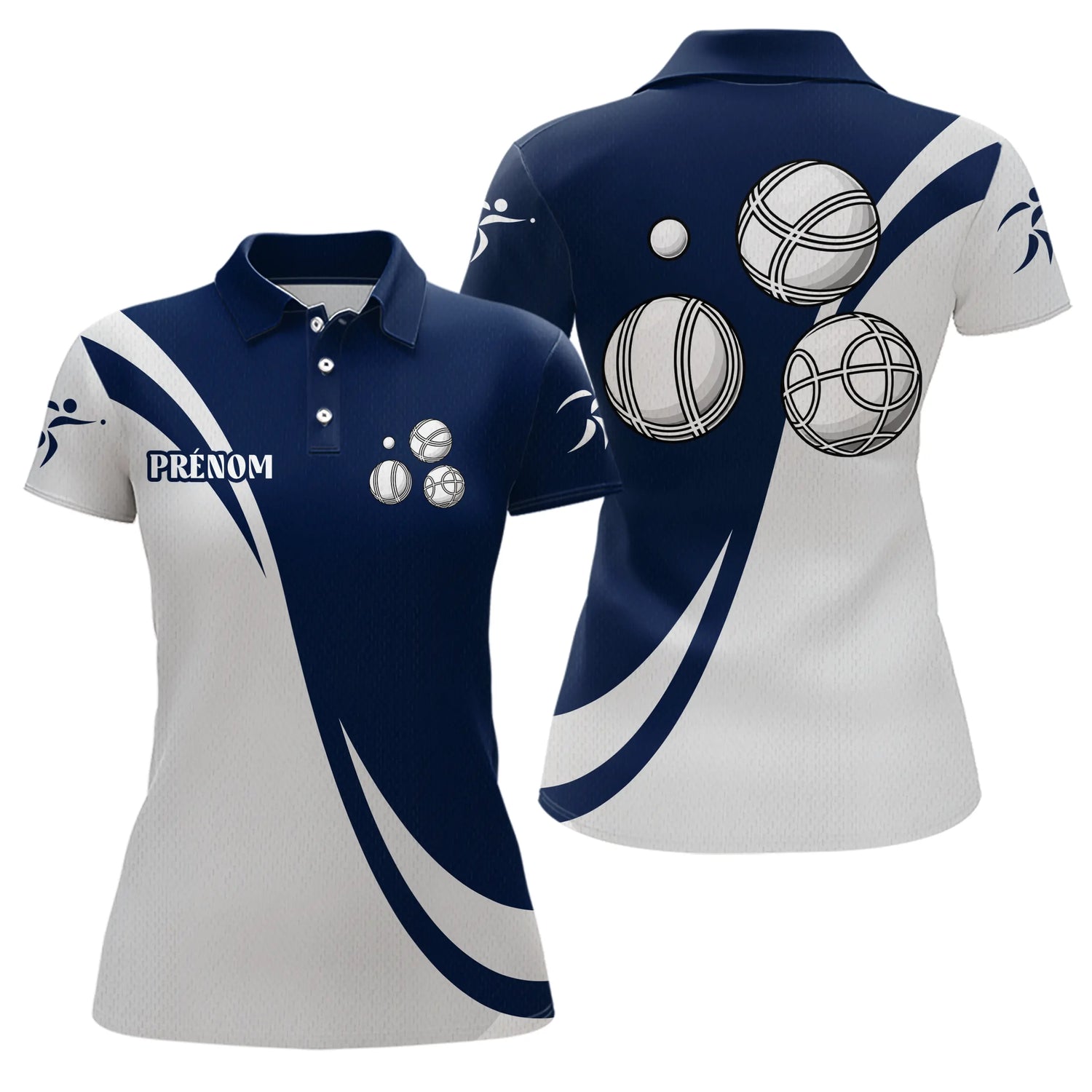 Polo Pétanque Élégant Personnalisé - Chic Boules Graphiques - Polo Femme