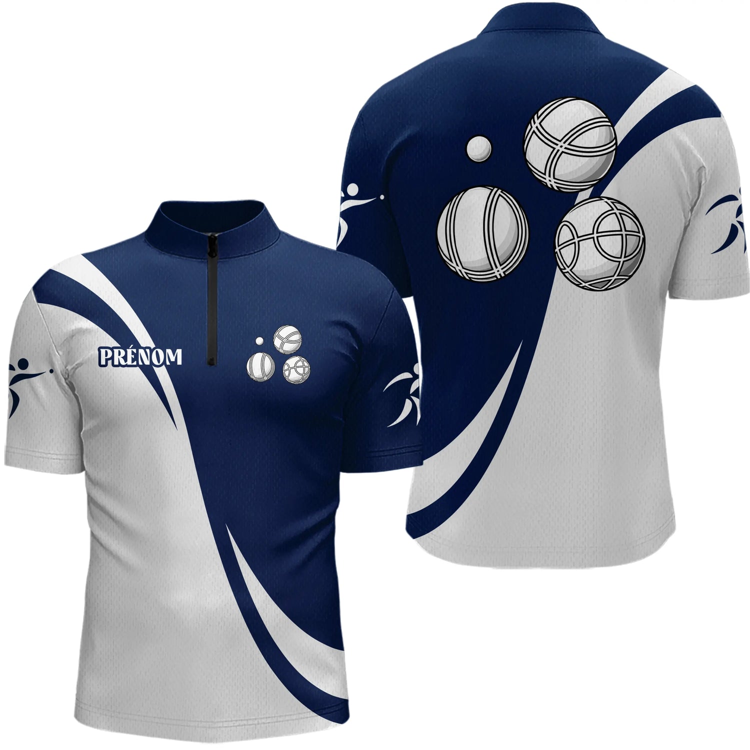 Polo Pétanque Élégant Personnalisé - Chic Boules Graphiques - Polo Zippé Homme