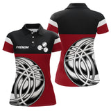 Polo Pétanque Élégant Rouge - Motif Boules Homme Femme - Polo Femme