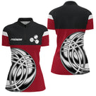 Polo Pétanque Élégant Rouge - Motif Boules Homme Femme - Polo Zippé Femme