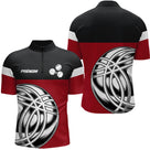 Polo Pétanque Élégant Rouge - Motif Boules Homme Femme - Polo Zippé Homme
