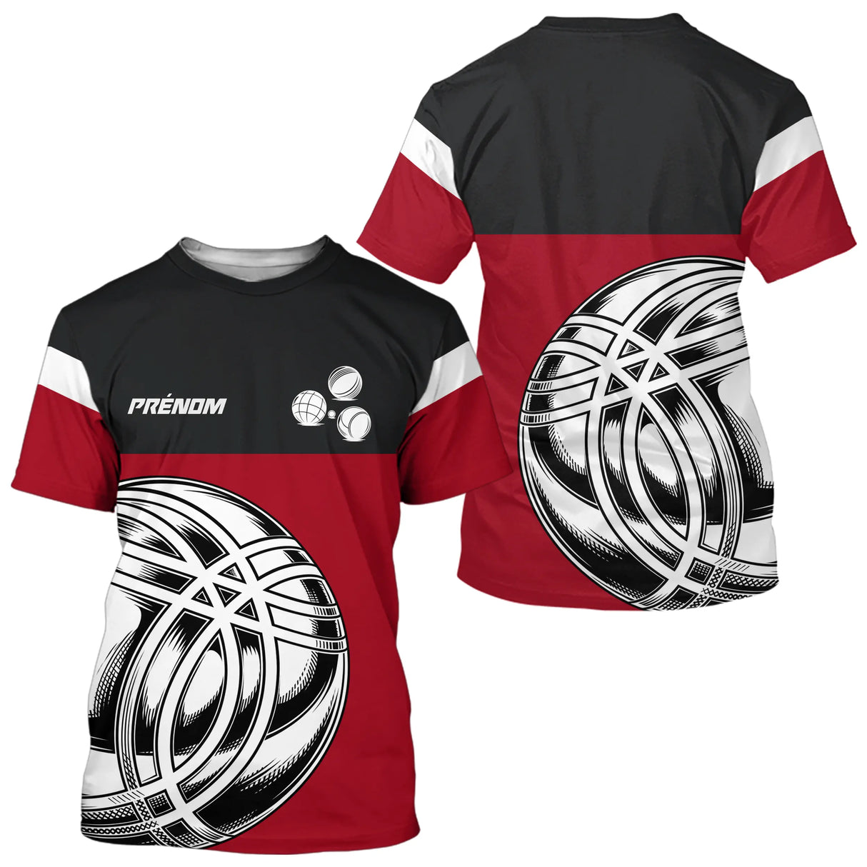 Polo Pétanque Élégant Rouge - Motif Boules Homme Femme - T-Shirt Homme